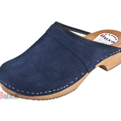Classico zoccolo da donna P1 in camoscio blu scuro
